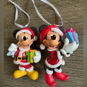 Disney Mickey Santa and Minnie Mrs. Claus Christmas Ornaments